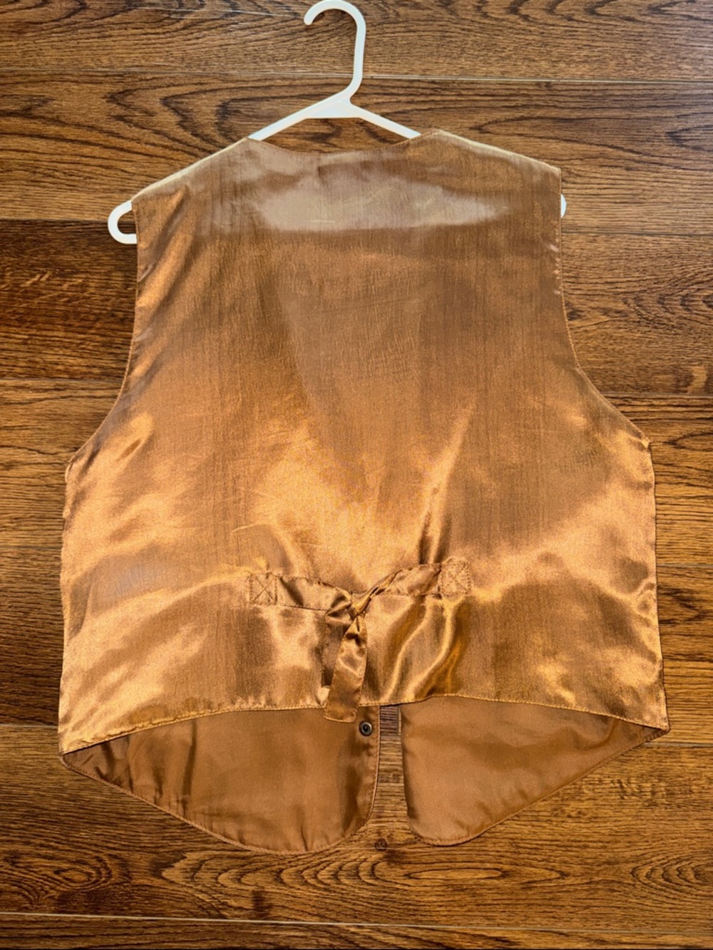 Vintage Paul Harris Design Suede Leather Vest Tan Copper Satin Sz L Western - Picture 4 of 4